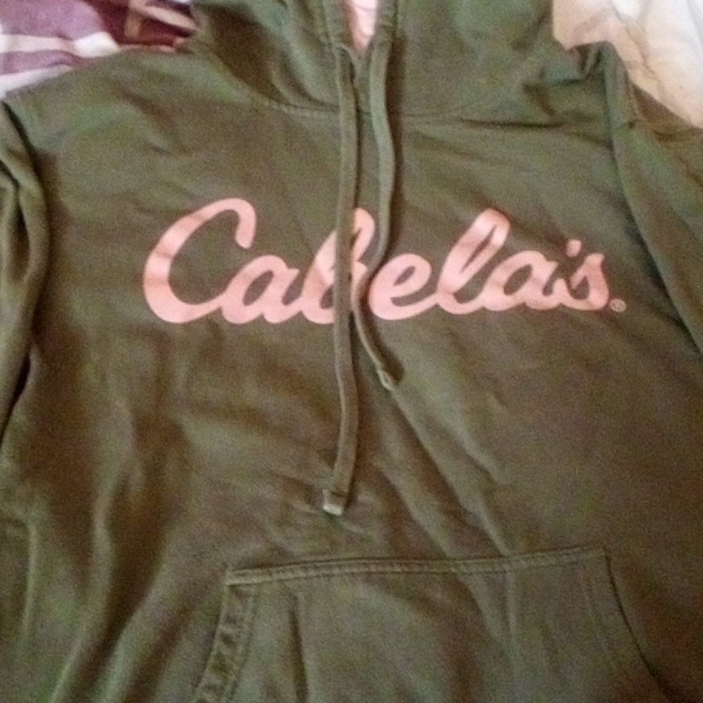 Cabela's green and pink hoodie. Size large